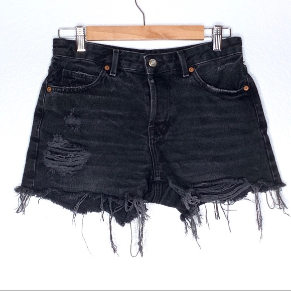 Topshop Pants - Topshop Black Ashley Distressed Moto Jean Shorts